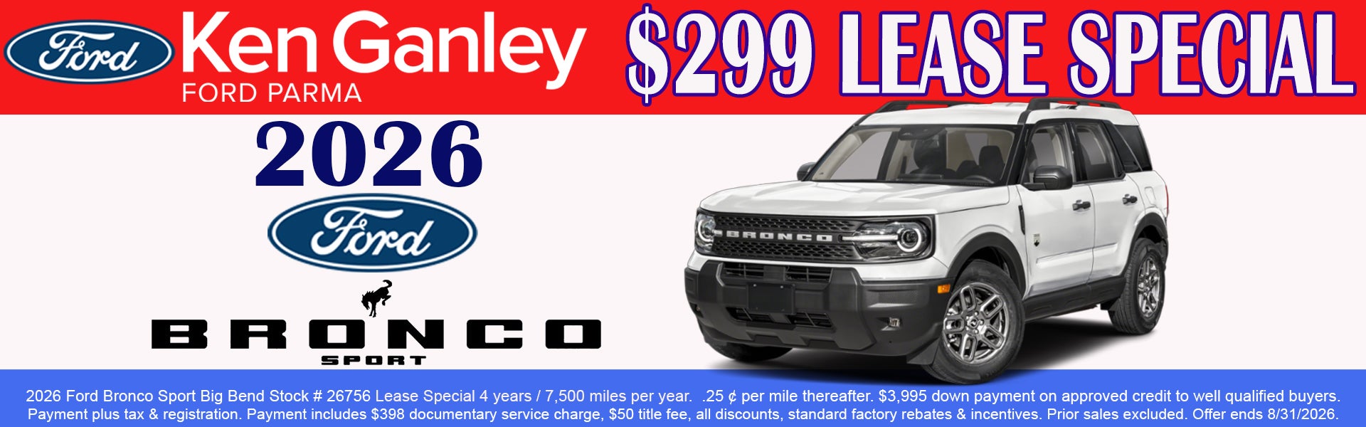 2026 Ford Bronco Sport lease special